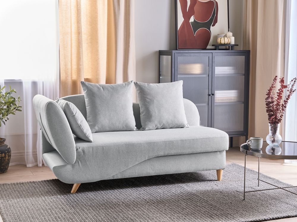 Chaise longue côté gauche MERI avec rangement Lin synthétique Gris clair