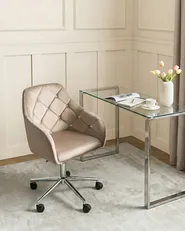 Schreibtischstuhl VELORIA Samtstoff Beige_1062119