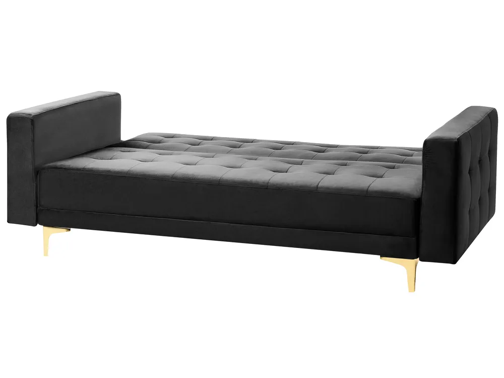 Schlafsofa 3-Sitzer ABERDEEN Samtstoff Schwarz_855963