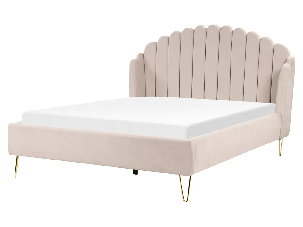 Bett mit Lattenrost Stoff AMBILLOU 160 x 200 cm Hellbeige