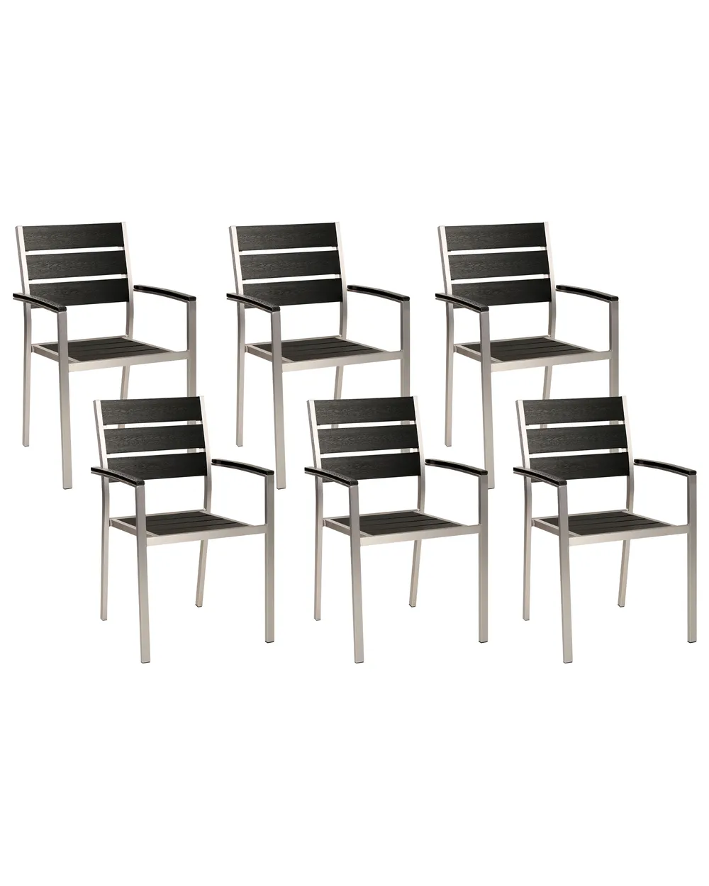 Gartenstuhl 6er Set VERNIO Schwarz / Silber