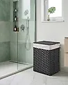 Wasmand met deksel MUCUBAJI Stof Zwart 83 L