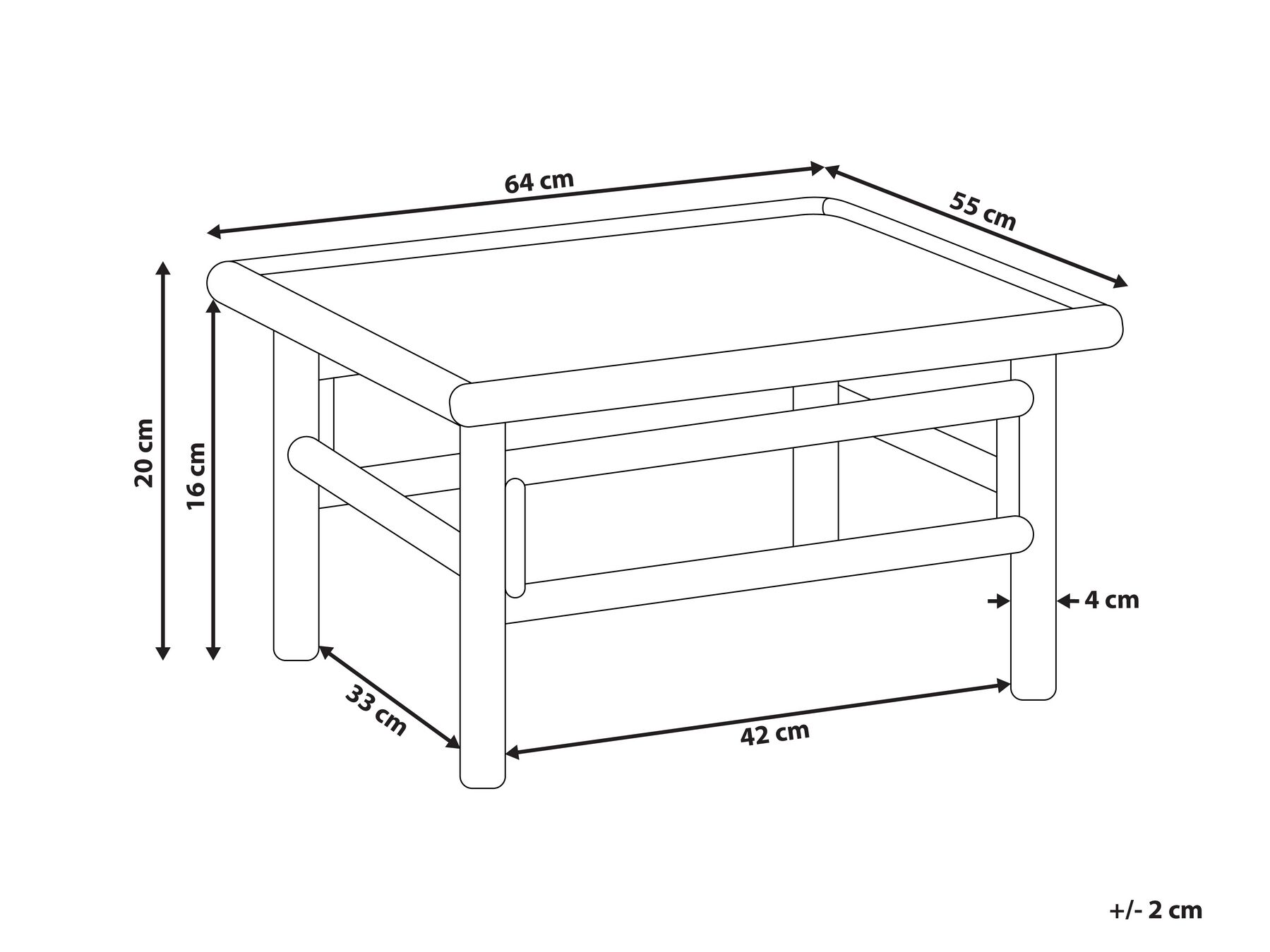 Outdoor Couchtisch CERRETO 55 cm 64 cm Bambus Braun_908792