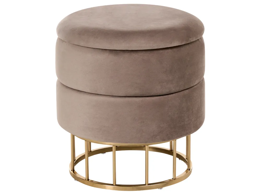 Pouf mit Stauraum ELGIN Samtstoff Taupe