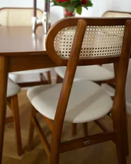 Set of 2 Dining Chairs FALLON Wood Brown/ Light Beige_1170418