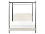 Four Poster Bed Boucle DANNEMOIS 140 x 200 cm (EU Double) Off-White_960923