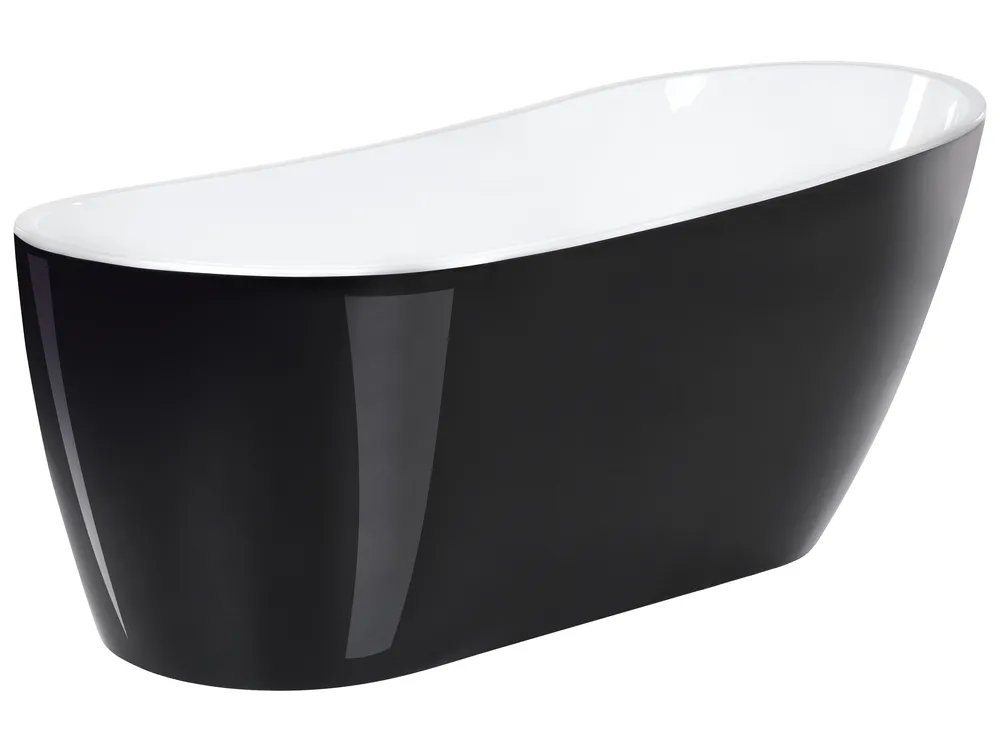 Freistehende Badewanne SOLARTE 170 x 78 cm Schwarz / Weiß_857581