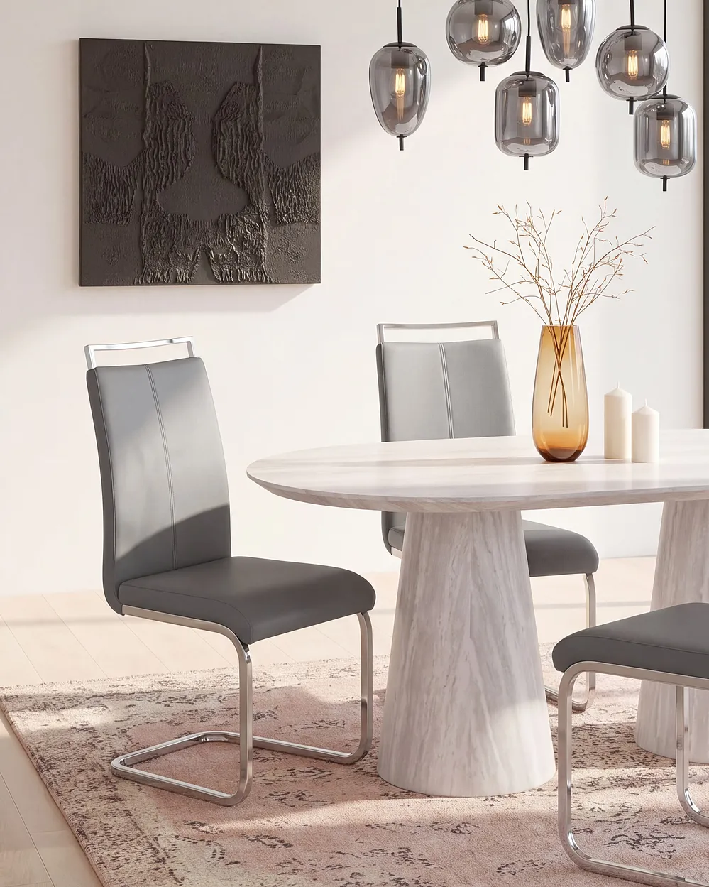 Set of 2 Dining Chairs GREEDIN Faux Leather Grey_1156896