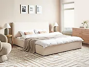 Bett mit Lattenrost Bouclé LAVAUR 180 x 200 cm Cremeweiß_1179052
