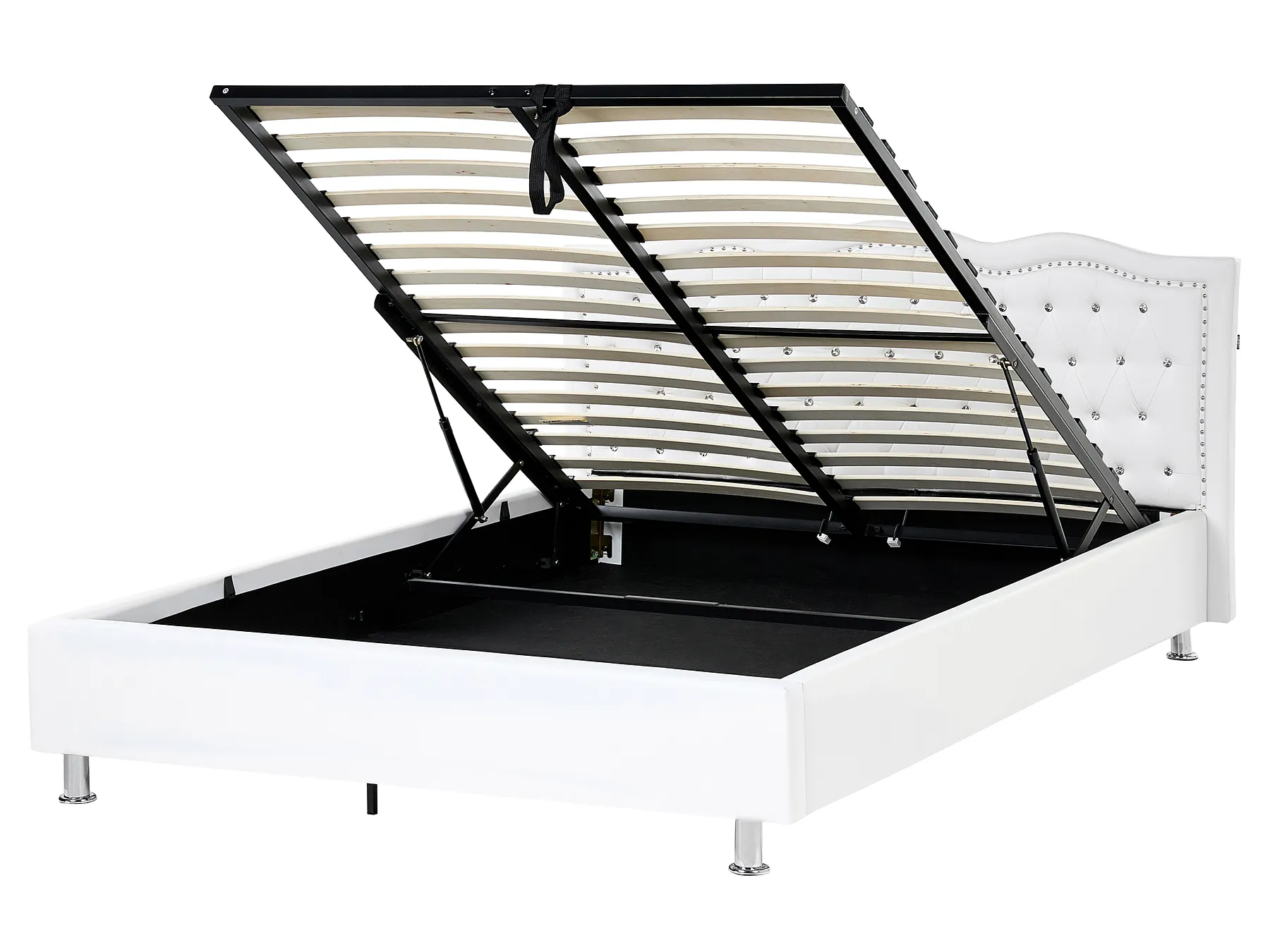 Ottoman Bed METZ Faux Leather White 160 x 200 cm (EU King Size)_1060467