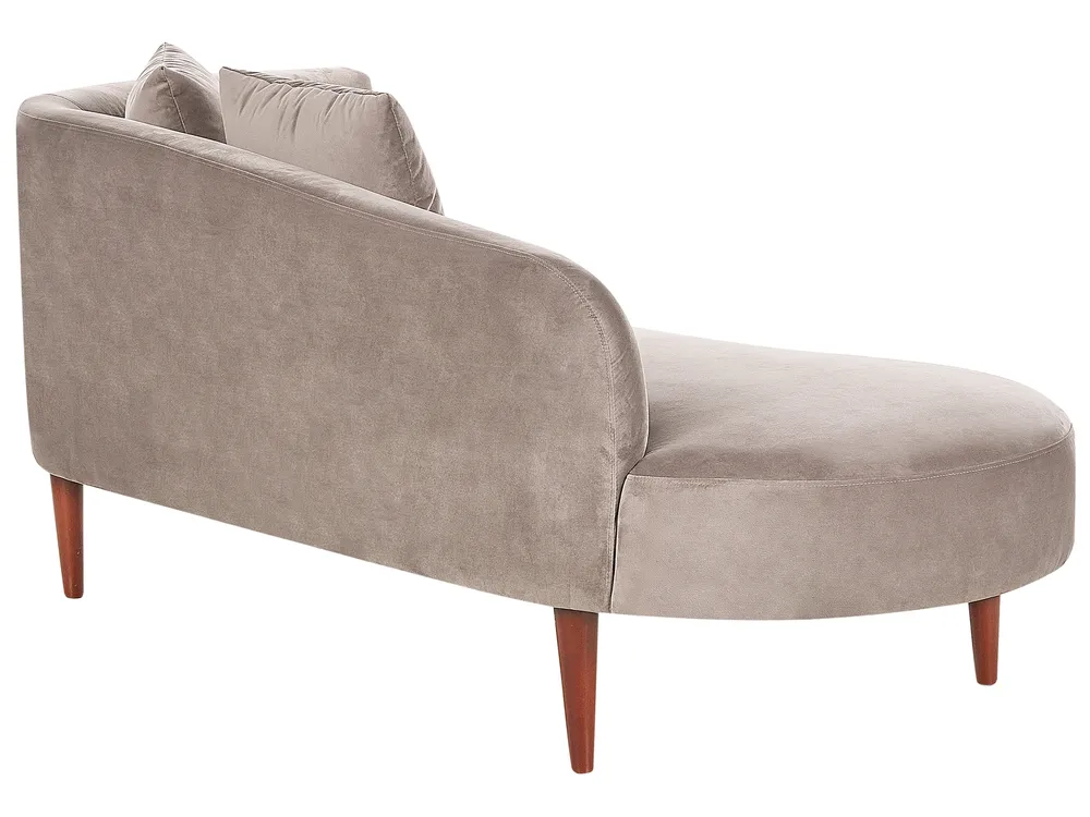 Rechtsseitige Chaiselongue CHAUMONT Samtstoff Taupe_880838