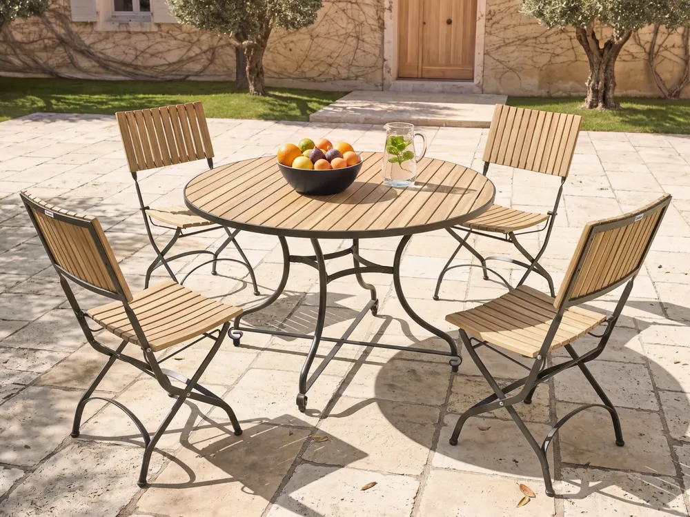 Gartenmöbel Set 4-Sitzer LASCARI klappbar Akazienholz Hellbraun
