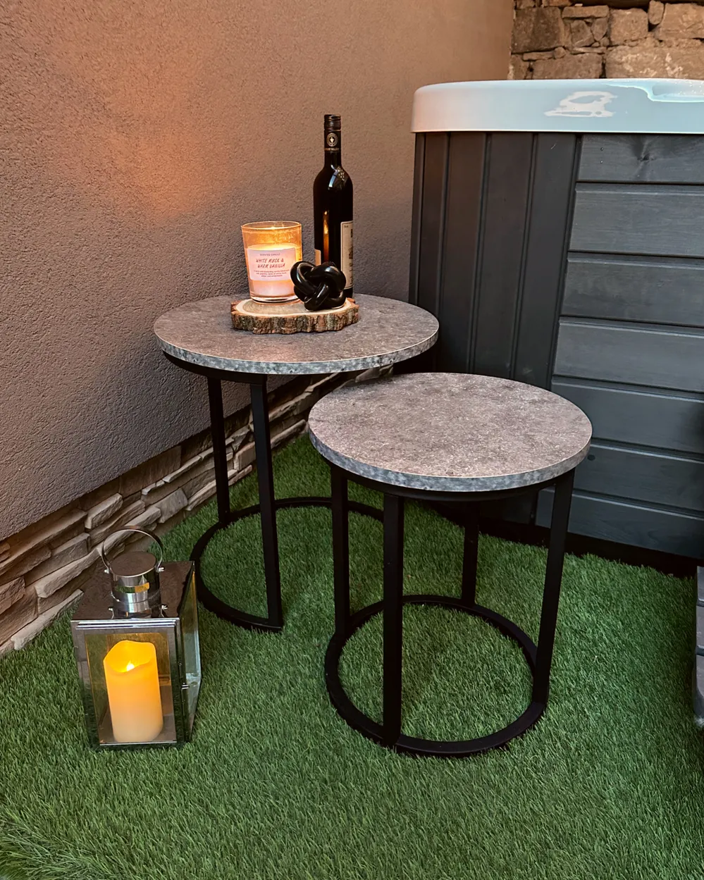 Set of 2 Side Tables DIXIE Grey Concrete Effect_933110