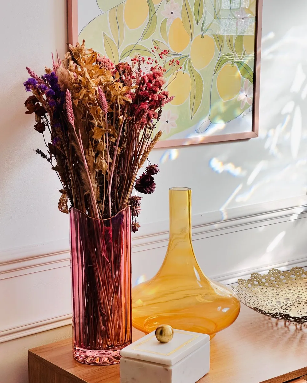 Blumenvase PERDIKI 30 cm Glas Rosa_939879