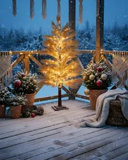 Gartendekoration LED HAUGANES 190 cm Weihnachtsbaum Beige_1025594