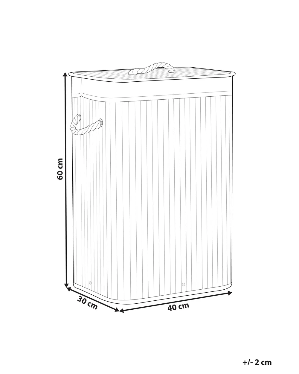 Laundry Basket KOMARI Bamboo White 72 L_849075
