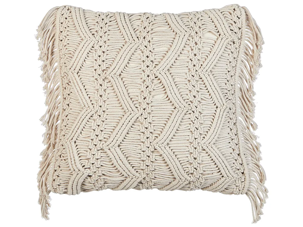 Set of 2 Decorative Cushions KIRIKKALE 45 x 45 cm Cotton Light Beige Geometric Pattern_905442
