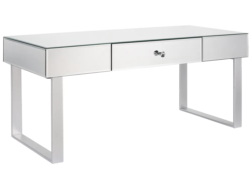 Couchtisch NESLE mit Stauraum Silber verspiegelt