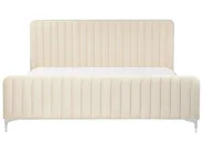 Bett mit Lattenrost Samtstoff LUNAN 180 x 200 cm Hellbeige_929276