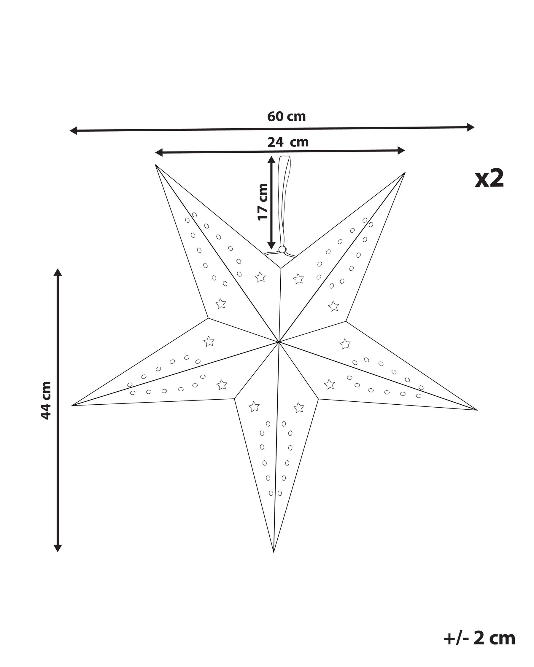 Wanddekoration 2er Set LED MOTTI 60 cm Stern Schwarz_835555