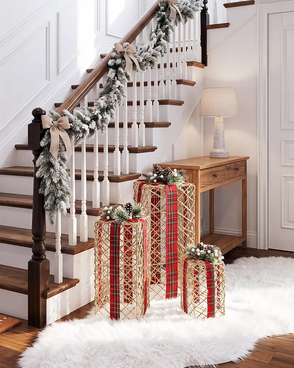 Weihnachtsdekoration 3er Set LED KAUSALA 65/55/45 cm Weihnachtsgeschenke Braun_1179603