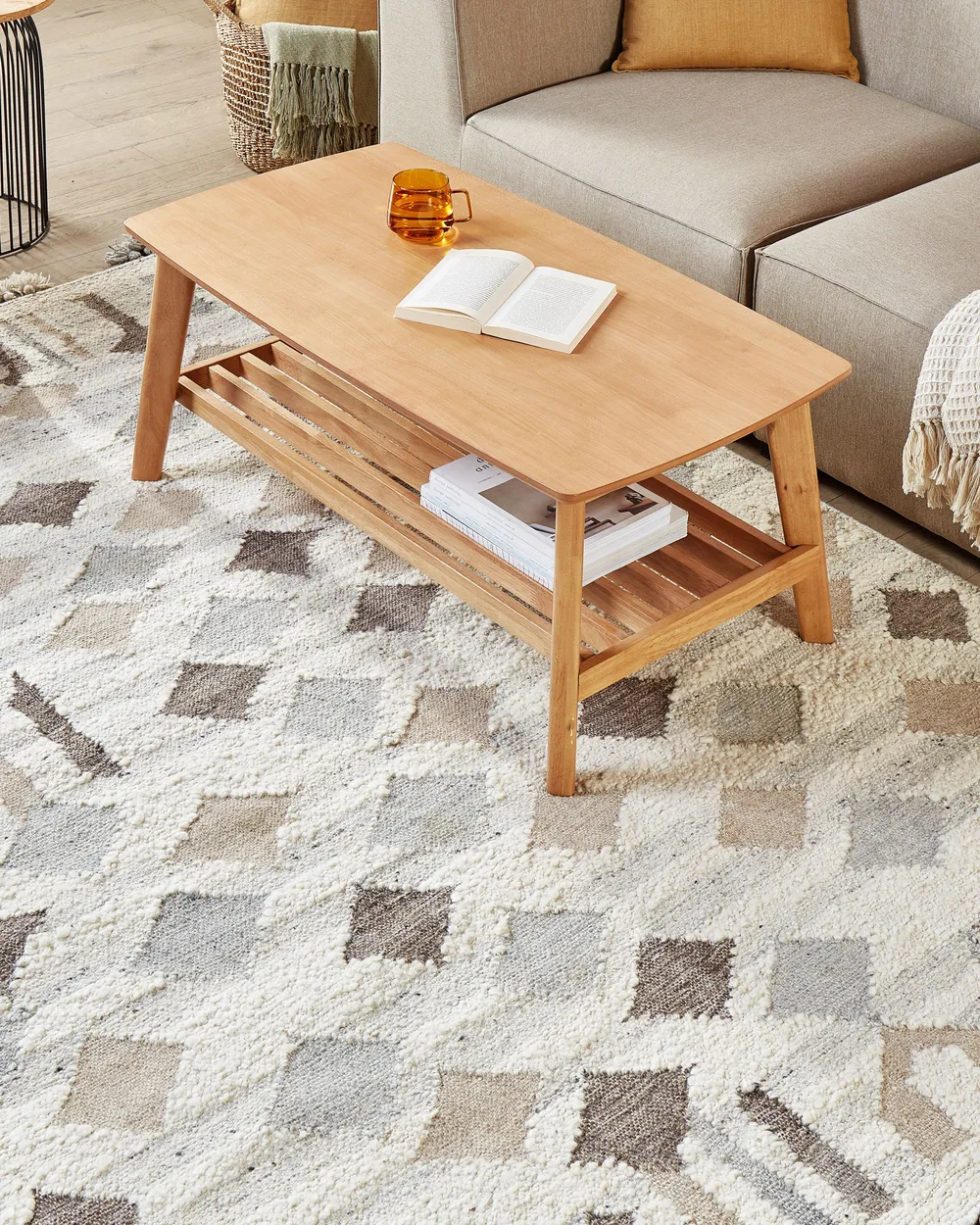 Teppich KAGHTSRASHEN Beige 160 x 230 cm Kelim Wolle
