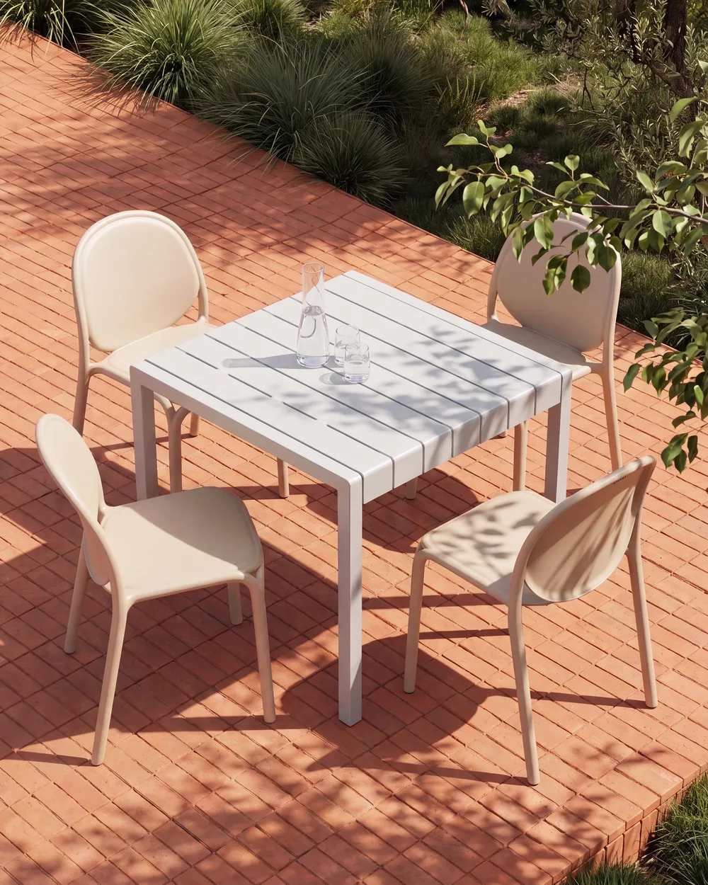 Set of 4 Garden Chairs BRUGNELLO Beige_1107027