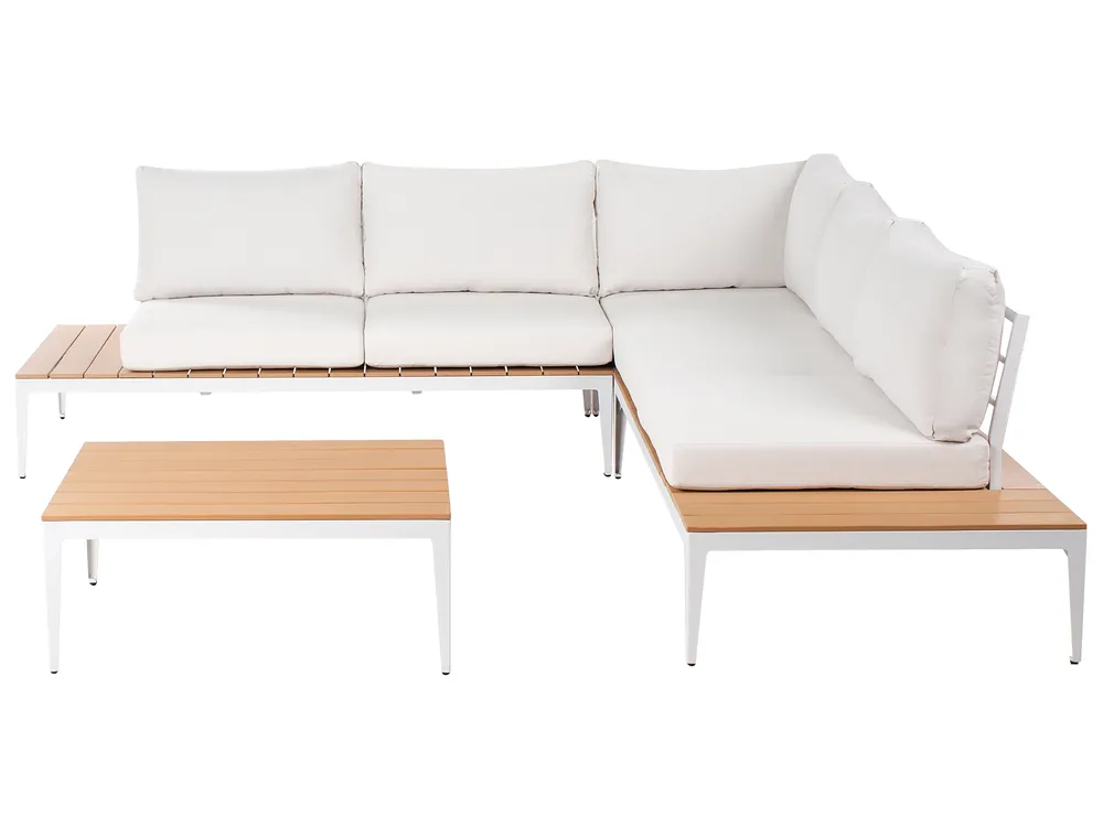 Garten Ecksofa mit Tisch 5-Sitzer POSITANO Cremeweiß