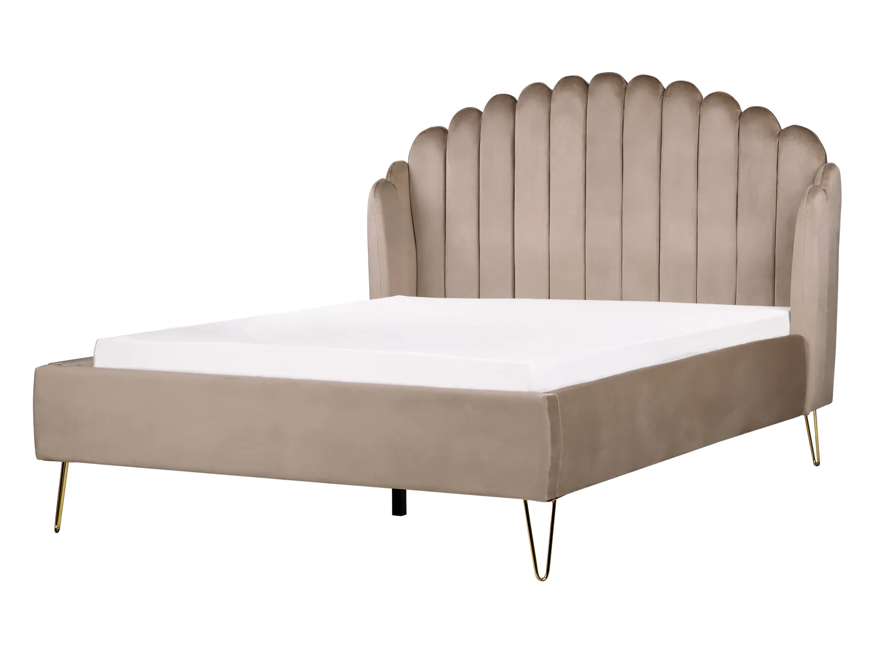 Bed Velvet AMBILLOU 140 x 200 cm (EU Double) Taupe_902455