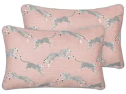 Dekokissen 2er Set ARALES 30 x 50 cm Baumwolle Pastellrosa Tiermuster_893095