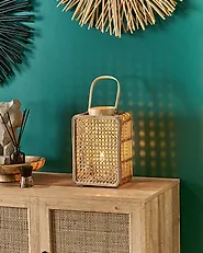 Laterne BANTUL 28 cm Polyrattan Naturfarben_828025