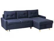 Eckschlafsofa 4-Sitzer FLAKK mit Stauraum Stoff Marineblau linksseitig_745778