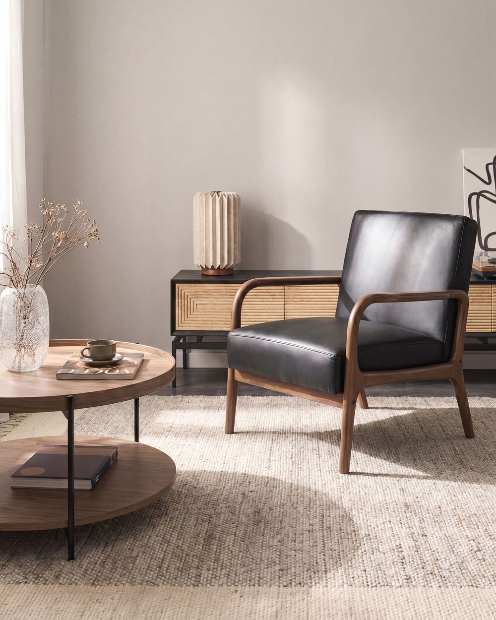 Fauteuil SENNELS Cuir Noir