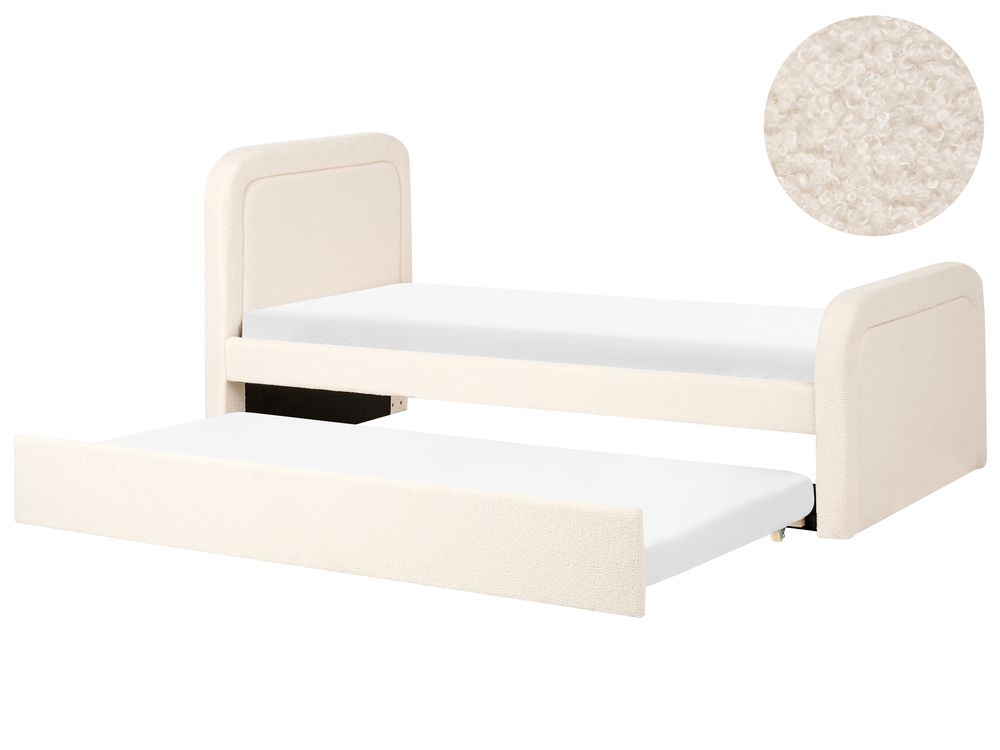Onderschuifbed Bouclé RAYSSAC 90 x 200 cm Lichtbeige