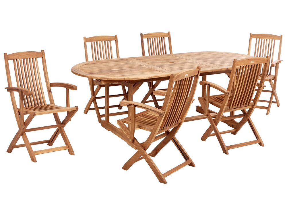 Gartenmöbel Set 6-Sitzer MAUI II Akazienholz Hellbraun