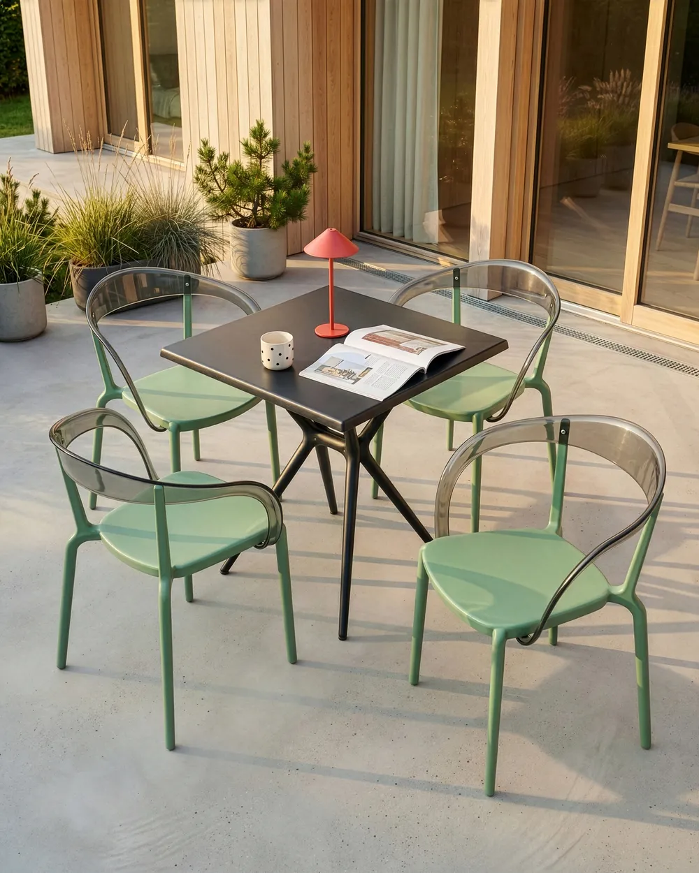 Gartenstuhl 4er Set MALEVIZI stapelbar Grün
