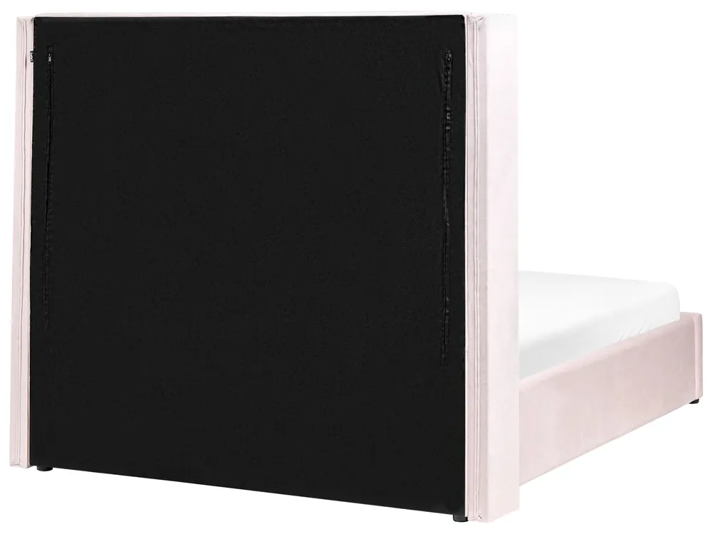 Bett mit Stauraum LUBBON Samtstoff Pastellrosa 140 x 200 cm_833871