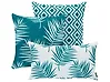 Gartenkissen 3er Set BIRDWOOD Pflanzenmuster 30 x 50 cm 45 x 45 cm Türkis