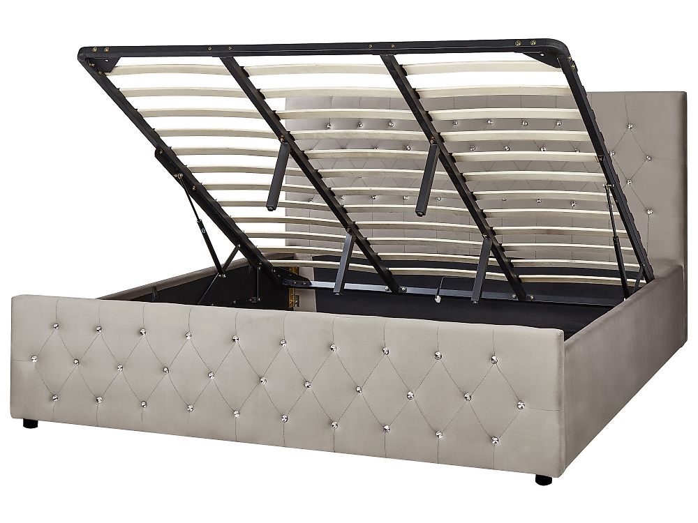 Ottoman Bed AMIENS Velvet Taupe 180 x 200 cm (EU Super King)