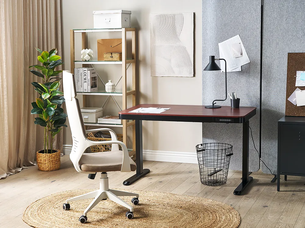 Schreibtisch elektrisch höhenverstellbar KENLY 120 cm x 60 cm mit USB-Anschluss Dunkelbraun_1154780