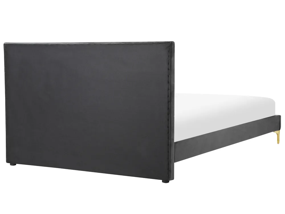 Bed Velvet LIMOUX 140 x 200 cm (EU Double) Black_867215