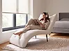 Chaiselongue QUILLY Cord Cremeweiß
