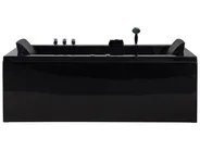 Whirlwanne Eckmodell mit LED VARADERO 183 x 90 cm Schwarz rechtsseitig_706981