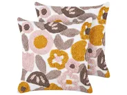 Set of 2 Decorative Cushions KANDIARO 45 x 45 cm Cotton Multicolour Floral Pattern_910429