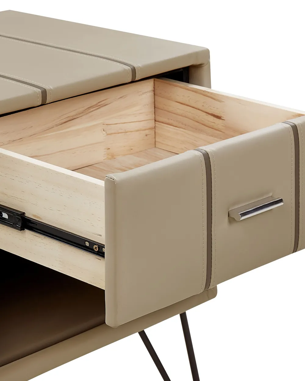 Nachttisch mit 1 Schublade BETIN Kunstleder Beige_788974