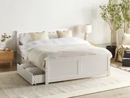 Lit avec 2 tiroirs OLENDON Bois de pin Blanc 140 x 200 cm_954758