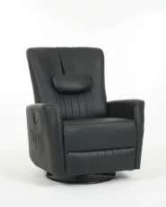 Rocking Recliner Chair REA Swivel Faux Leather Black_1170163