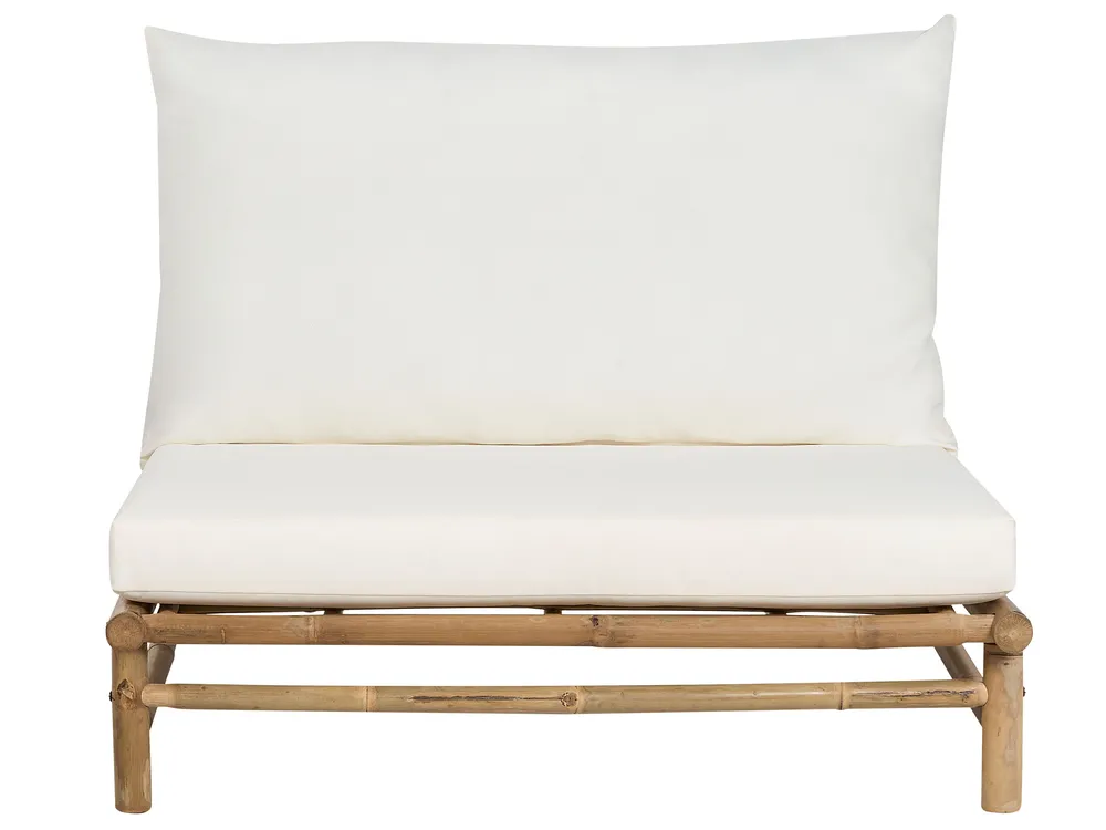 Lounge Set mit Tisch 2-Sitzer TODI Bambus Cremeweiß_872755