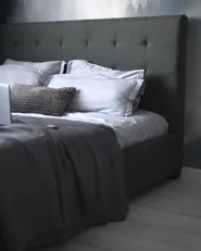 Bed with Storage Drawers LA ROCHELLE Fabric Dark Grey 160 x 200 cm (EU King Size)_987783