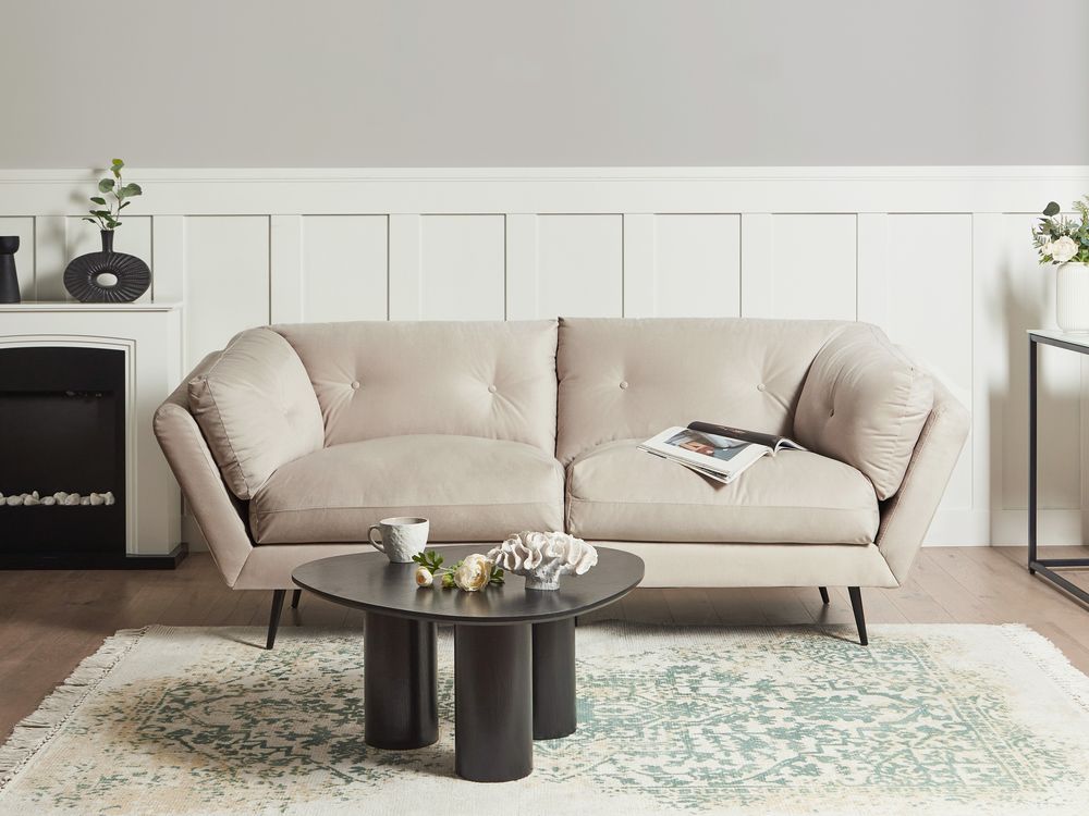 Bank 3-zits LENVIK Fluweel Lichtbeige
